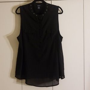 Torrid Sheer Black Tank with Studded Neckline Sz 1